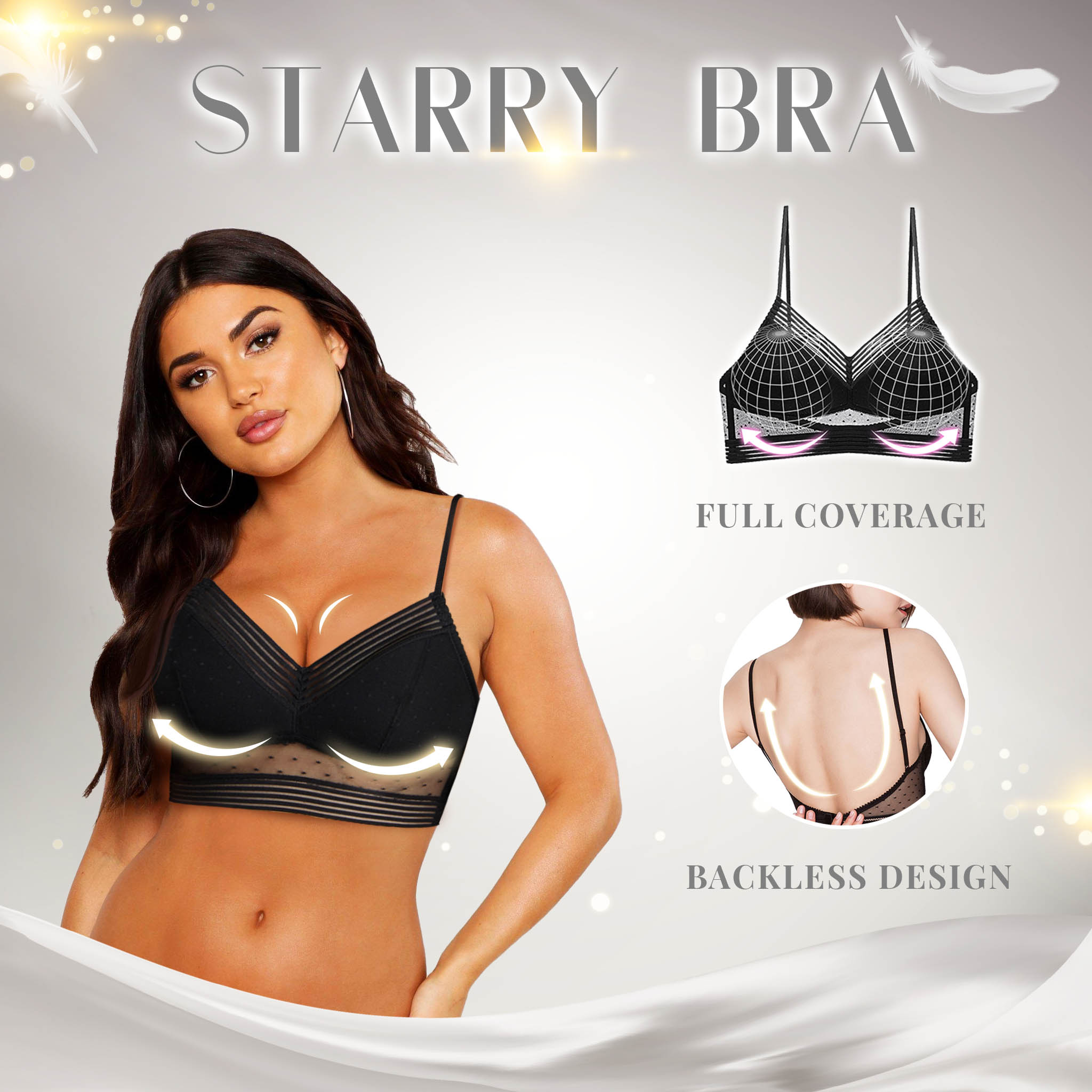 Starry Bra - Low Back Wireless Lifting Full Coverage Lace Bra