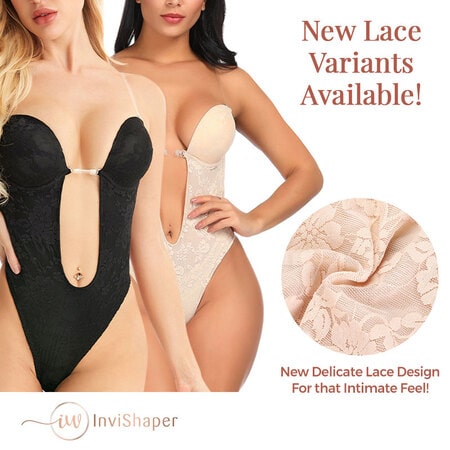 Generic Invishaper Halft Back Body Shaper Bra Deep V Bra Sexy Lace
