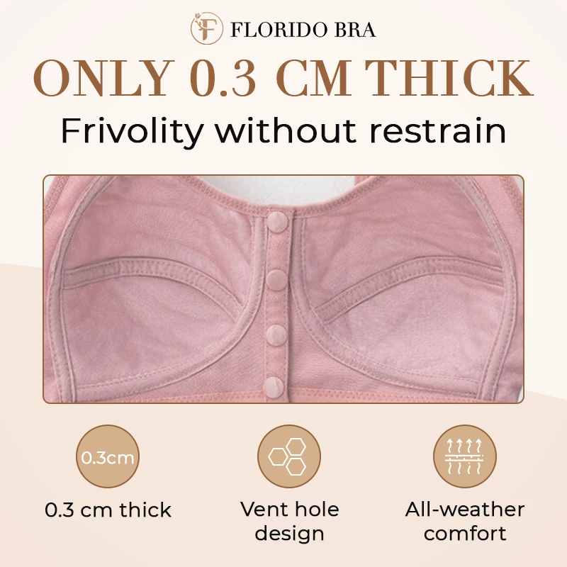 Rosy Fair - FloridoBra - Wireless Front Button Cotton Plus Size