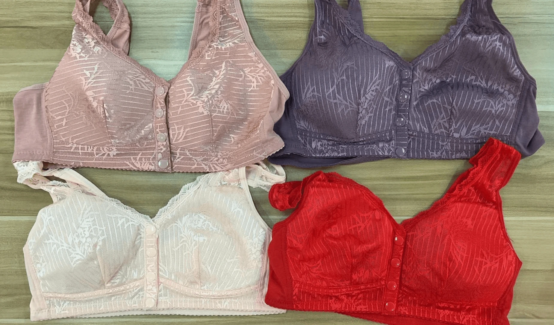 Melly Charm Enamour Bra Wireless Comfy Front Button Lace Bra