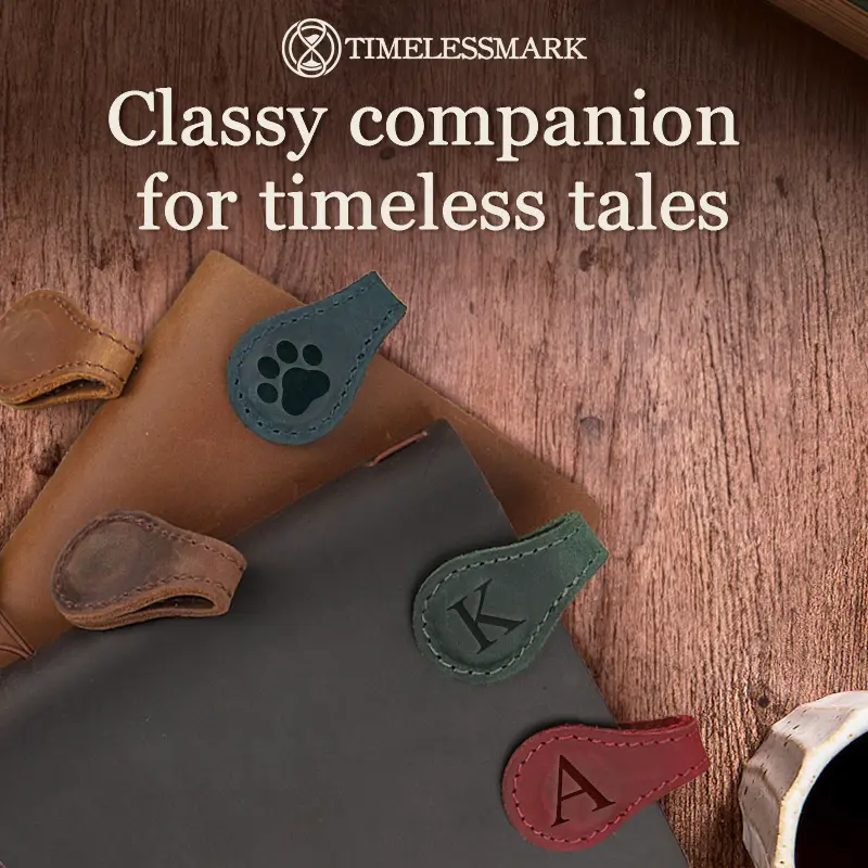 TimelessMark - Personalized Magnetic Leather Bookmark