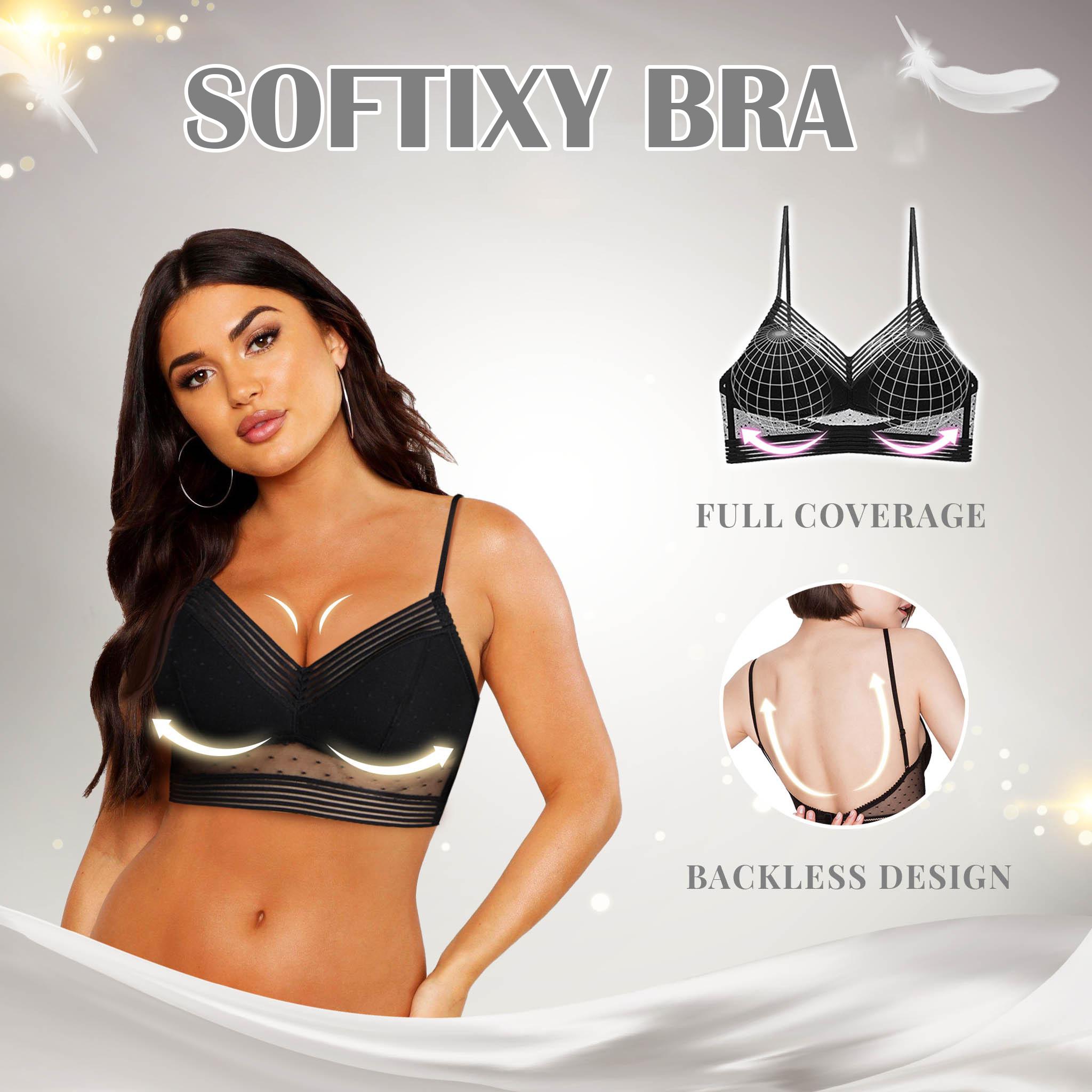 Softixy Bra - Starry Bra - Low Back Wireless Lifting Full Coverage Lace Bra