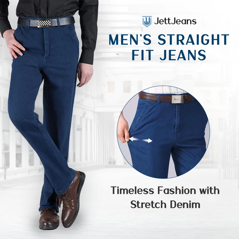 JettJeans - Men's High Waist Straight Fit Stretch Jeans - JettJeans3 ...