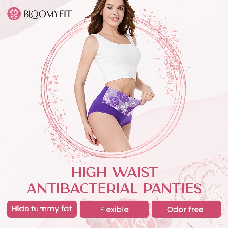 Bloomypink High Waist Incontinence Panties, Bloomyfit Leak Proof Underwear  for Women, Bloomyfit Incontinence Panties, Women's High-Waist Seamless Body  Shaper Briefs Tummy Control Panty-3pcsA