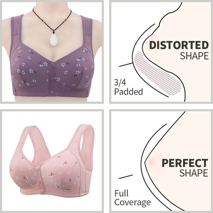 Daisy Bra, Comfortable Breathable Lisa Charm Daisy Bra, Lisa Charm Bras  Front Snaps Full Coverage Bras for Women (Pure-Beige,5XL)