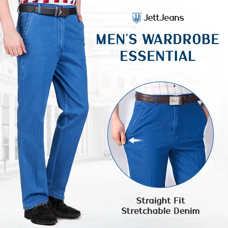 JettJeans3 - Men's High Waist Straight Fit Stretch Jeans - Free ...