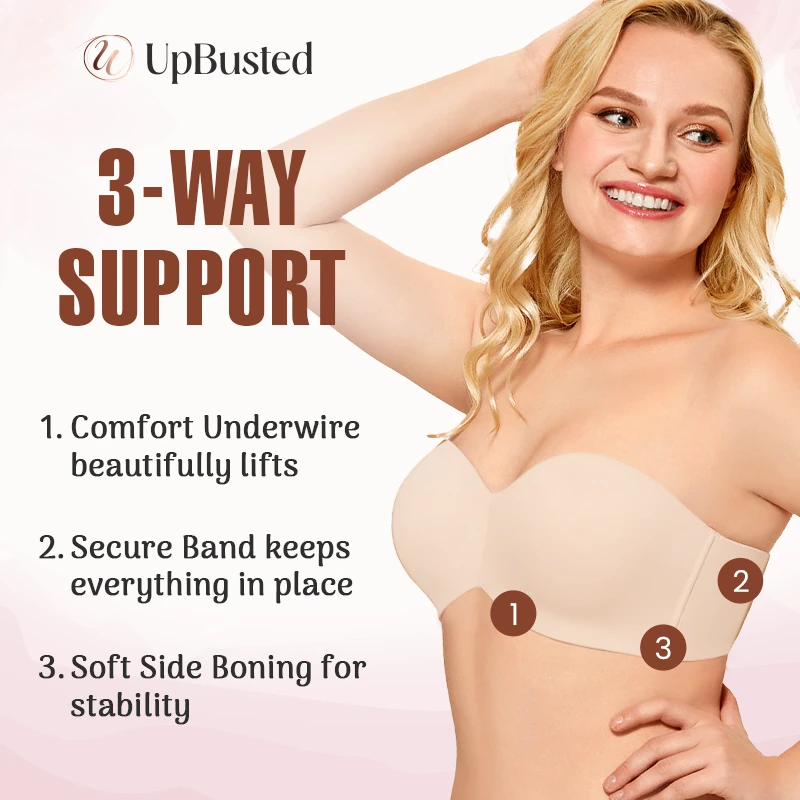 UpBusted - Full Support Non-Slip Convertible Bandeau Bra