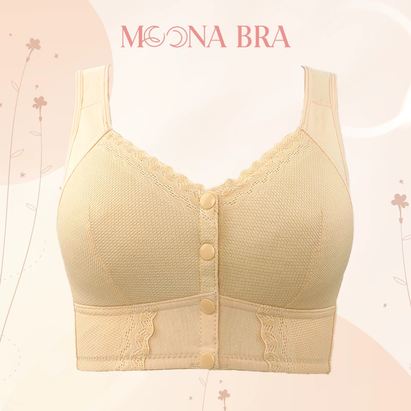 Moona Bra for Senior, Moona Bra - Front Closure Breathable Bra for Seniors,  Moona Wirefree Bra for Plus Size (2PCS1,36) at  Women's Clothing store