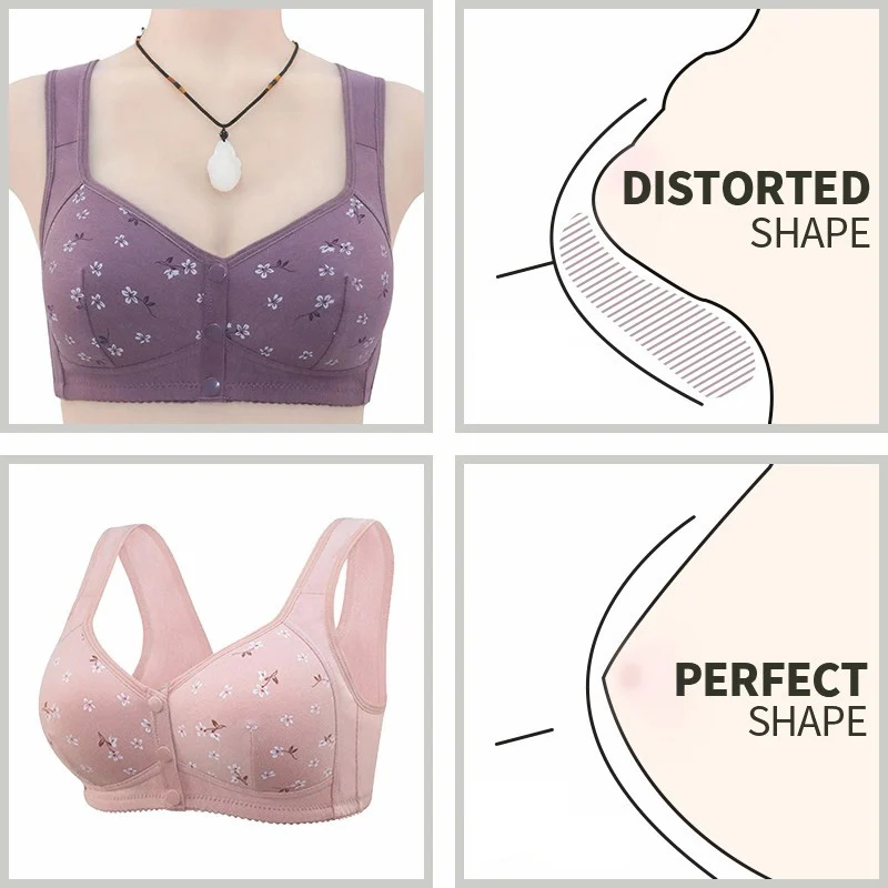 Daisy Bra, Comfortable & Convenient Front Button Bra, Front Snaps Full  Coverage Bras for Women (A-Black,2XL)