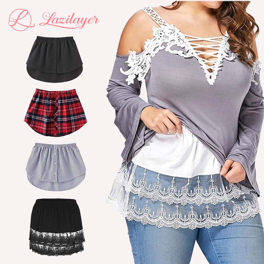 Shirt Extenders, 2 Pcs Shirt Extender for Women, Lace Plus Size Shirt  Extender, Lazy Layer Shirt Extender for Women (2 Pcs-D,L)