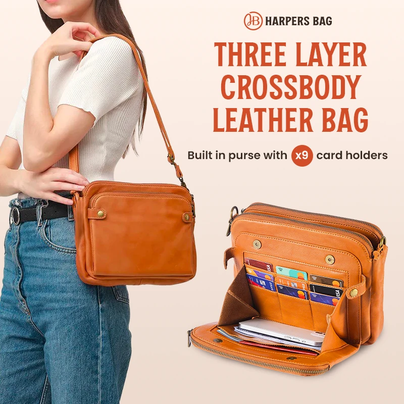 Harpers Bag - 2023 Three-Layer Crossbody Shoulder Leather Bag - LAST ...
