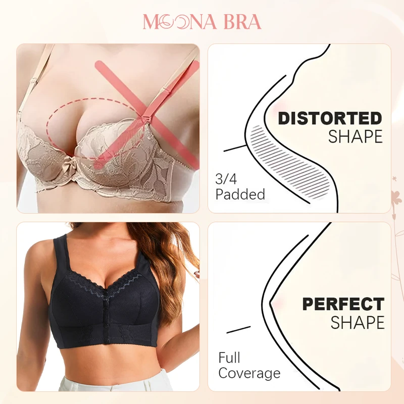 EMILY CHARM - Moona Bra - Front Closure Breathable Bra for Seniors